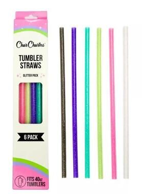 NEW CharCharms 40 oz. Colorful Tumbler Straws & Rainbow Charm Accessory Bundle
